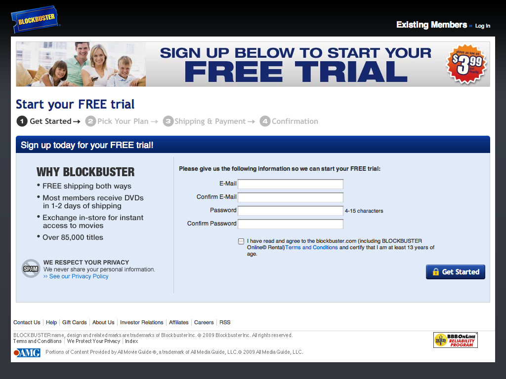 Blockbuster Online - Registration