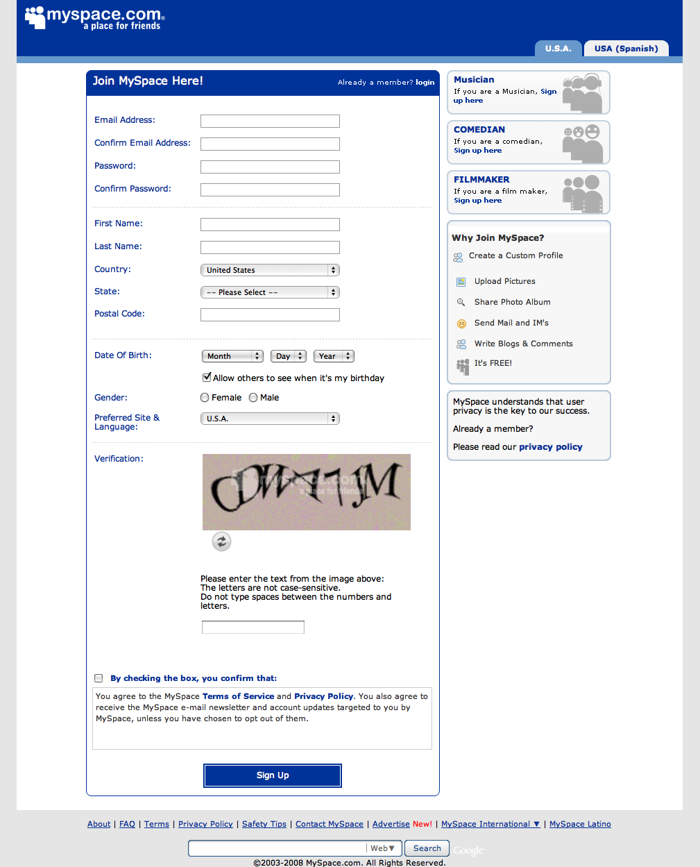 Signup For MySpace, now with Free Music